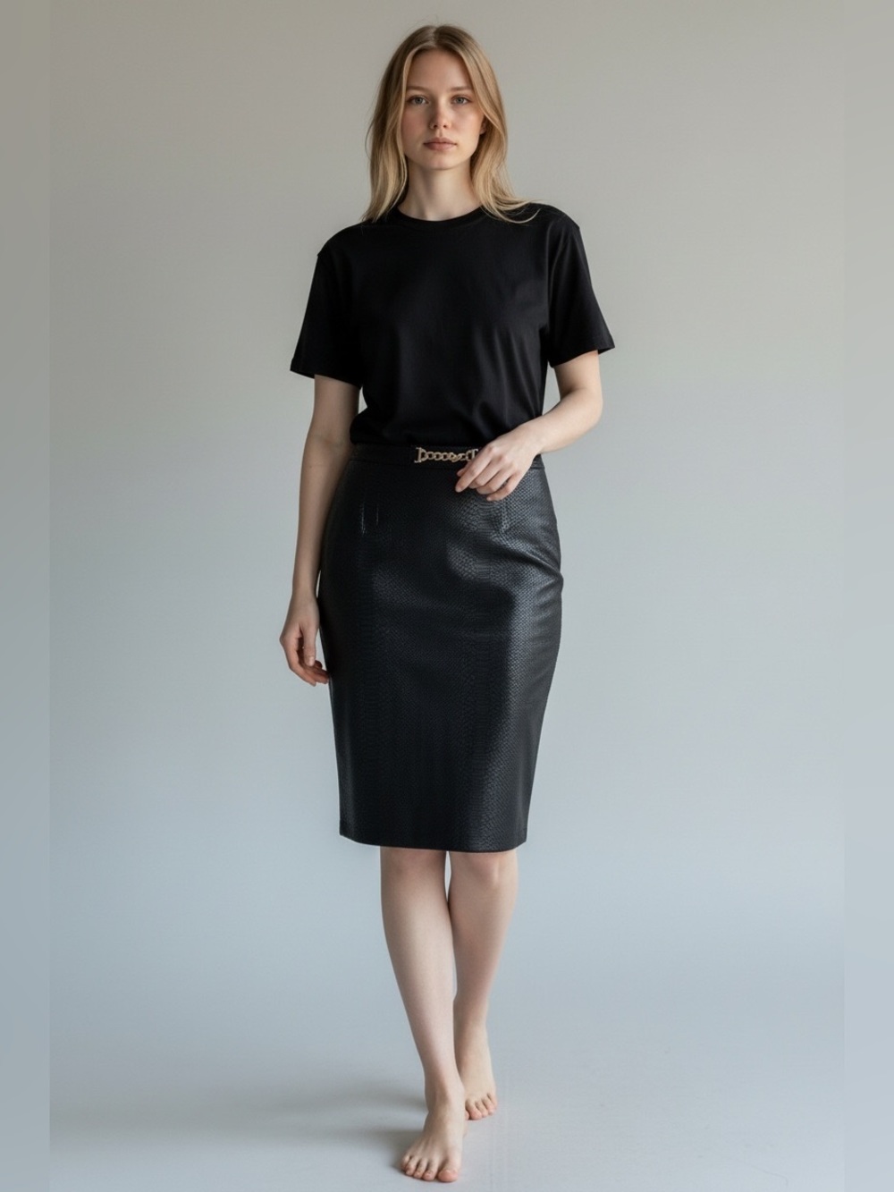 Marc NY Croc Texture Black Pencil Women’s Skirt Size Medium NWT